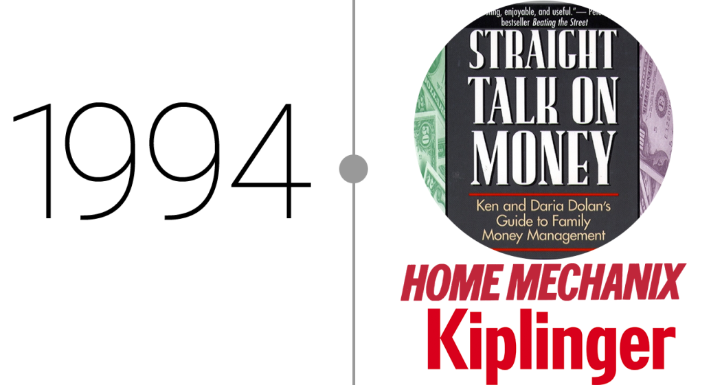 1994- Book cover of Straight Talk on Money, Home Mechanix logo, and Kiplinger logo