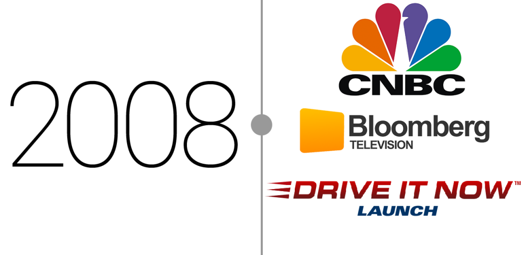 2008 - CNBC logo Bloomberg tv logo and Drive It Now launch
